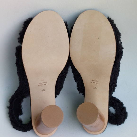 Unbranded sample: shearling & leather slingback heels, EU40, NWOT - Picture 8 of 11
